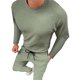 thumbnail image 1 of Traje deportivo de color sólido para hombre, cuello redondo, cordón en la cintura, chándal de 2 piezas para exteriores, verde, manga larga, S, 1 of 6