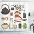 thumbnail image 1 of Ambesonne Wasabi Shower Curtain, Japan Teapot Sakura Sushi, 69"Wx75"L, Multicolor, 1 of 3