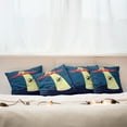 thumbnail image 4 of Ambesonne Cartoon Throw Pillow Cover 4 Pack, Alien Abduction Space, 24", Blue and Yellow, 4 of 5