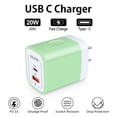 thumbnail image 3 of USB C Block,2PCS ABCPOW 20W PD Type C Charger Block QC3.0 Dual USB Wall Charger Adapter Plug USB C Brick Power Delivery Fast Charge Quick Charging Charger Block,Light Green, 3 of 5