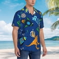 thumbnail image 3 of Kll Men'S Hawaiian Shirt Short Sleeve Button Down Beach Shirts-Dinosaur In Space, 3 of 7