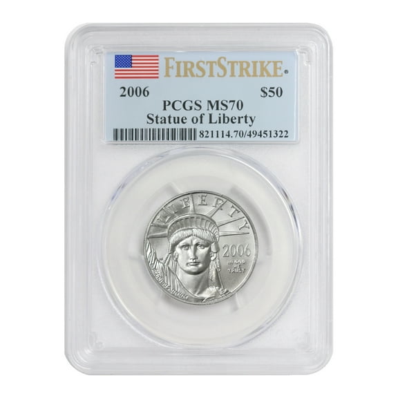 2006 $50 Platinum Eagle PCGS MS70 First Strike Flag Label U.S. Mint Coin