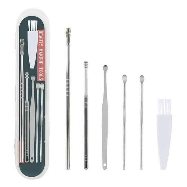 Fiudx Kit de Limpieza de Oídos, Juego de Herramientas Portátil para Quitar Cerumen, Púas de Acero Resistentes, Uso Diario En Viajes, Diseño Seguro y Antirayaduras, Apto para Todas Las Edades, Incluye
