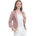 thumbnail image 1 of Blazer De Solapa Con Muescas Y Mangas 3/4 A Rayas Para Mujer Loto S, 1 of 6