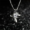 New 18K White Gold Plated Platinum Plated Rhinestone Crystal Womens Cross Necklace Pendant Valentine's Day Gift