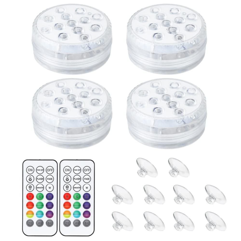 Litake 4pack Submersible LED Lights with Timer Remote for Aquarium Vase