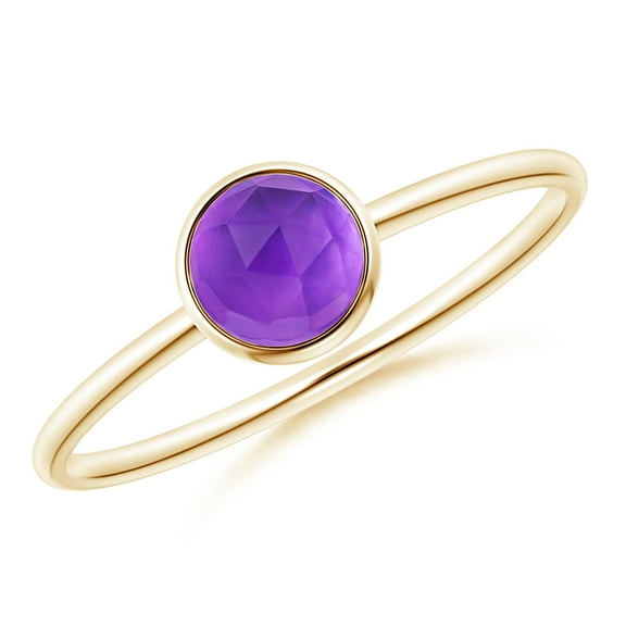 Angara Rings - Natural Round Amethyst Stackable Ring in 14K Yellow Gold for Women (Size-5mm) | February Birthstone Jewelry, Birthday, Anniversary, Jewelry Gift for Women