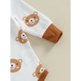 thumbnail image 6 of Cenuakty Baby Girls 3PCS Pants Sets Long Sleeve Bear Print Romper Drawstring Pants Hat Sets, 6 of 9