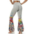 thumbnail image 3 of Xoenoiee Flare Leggings for Women High-Waisted and Wide Leg Bell Bottom Pants Workout Pants Bootcut Yoga Pants for Teen Girls Tummy Control, XS, Colorful Hippie Flowers Rainbow Gray, 3 of 7