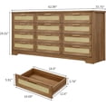 thumbnail image 2 of IDEALHOUSE Dressers 12 Drawer Rattan Dresser, 71 Inch Wide Modern Wooden Chest, Space-Saving Bedroom, Living Room or Closet Organizer, Natural Farmhouse Style, 2 of 8