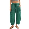 thumbnail image 3 of ibiyuan Womens Wide Leg Pants High Waisted Palazzo Pants for Women Petite Cropped Women Trousers Drawstring Lounge Pants for Women Summer Cruise Outfits for Women, 3 of 6
