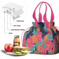 thumbnail image 4 of Pioneer Flower Floral Print Pattern Drawstring Lunch Bag Women - Drawstring Lunch Bag Insulated for Work Office - Stain-Resistant Large Lunchbags for Women with Multi-Pockets, 4 of 6