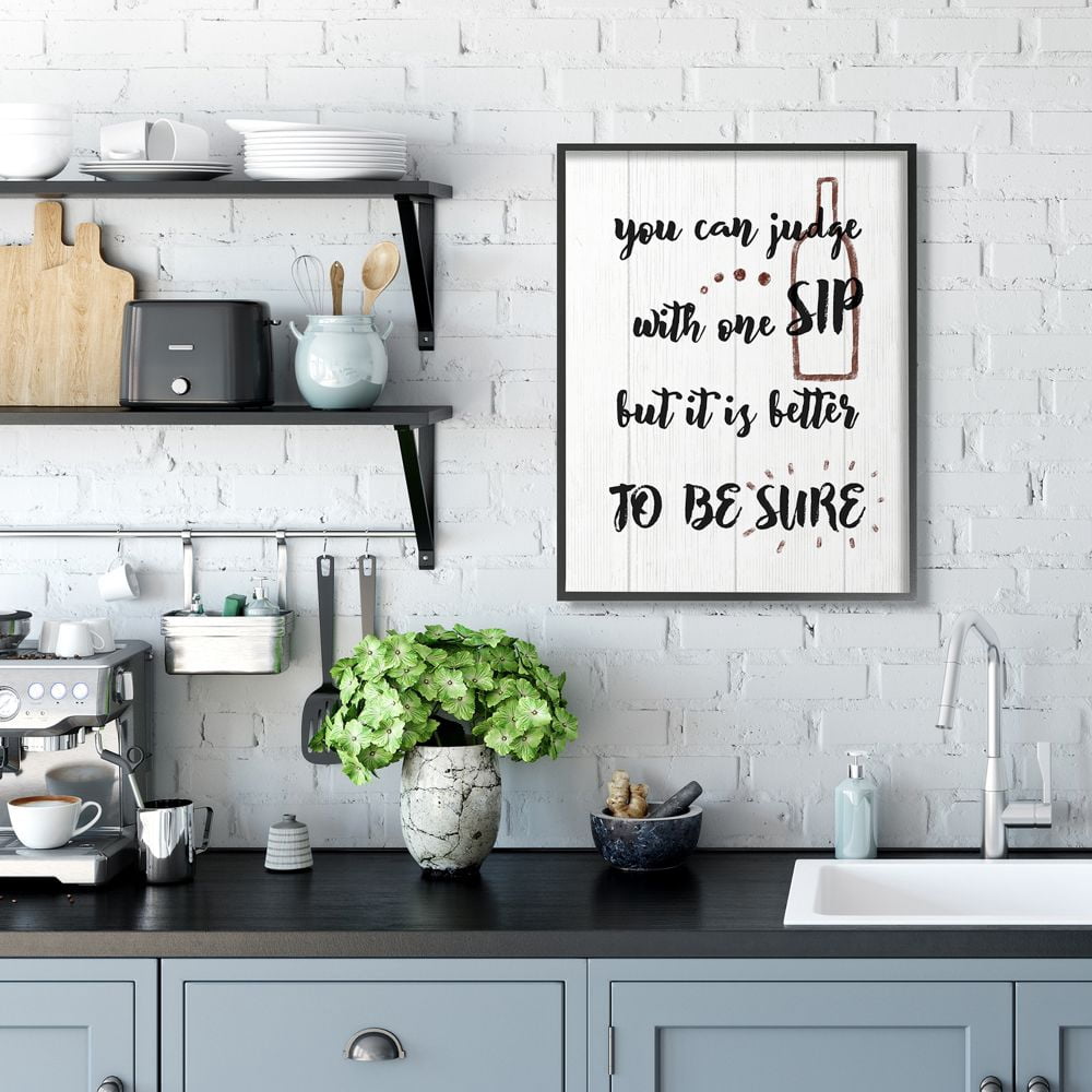 Stupell Industries Drinking Humor Judge with One Sip Wine Text Framed Wall Art Design by Daphne Polselli, 24" x 30", Black Framed