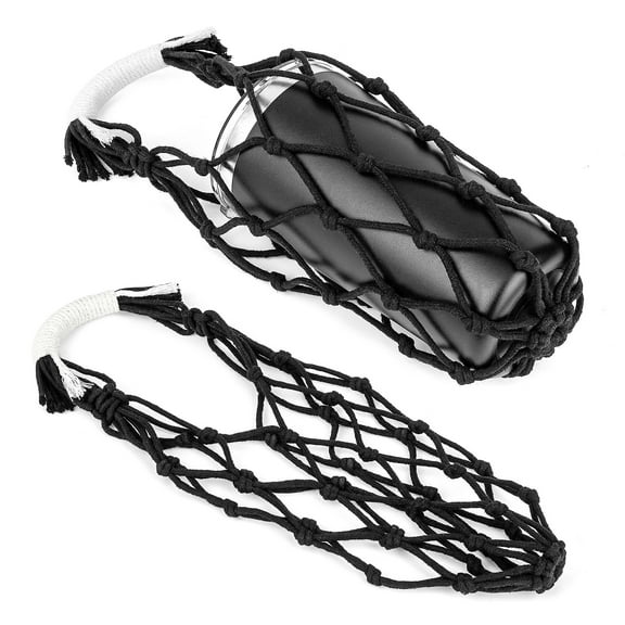 Linkidea 2 Pack Crochet Tumbler Carrier Bag Compatible with YETI Rambler Tumbler 20oz/30oz, Greens Steel Beast, RTIC Tumbler, Handmade Waterbottle Holder with Strap for Insulated Mugs, Black