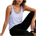 thumbnail image 5 of Liweisiy Striped Tank Tops For Womens Sleeveless Crewneck Relaxed Fit Pajama Tops Layer Printed Casual Sleepwear Gray XL, 5 of 7