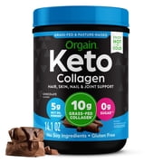 Orgain Keto Collagen Protein Powder, 10g Grass-Fed Collagen, 5g MCT Oil, Chocolate, .88lb