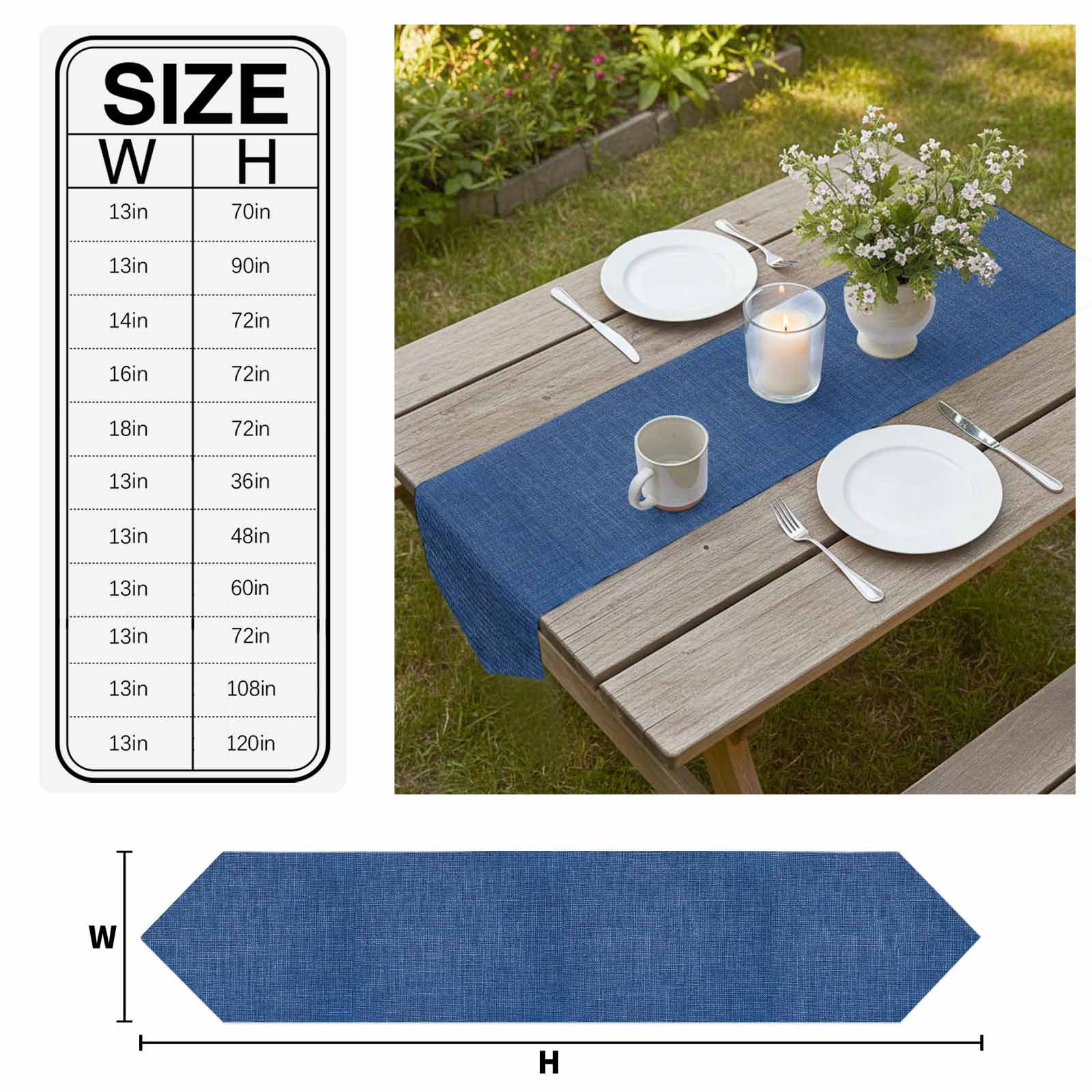 Navy Blue Table Runner Linen Burlap Table Runner 108 Inches Long Vintage Country Monochrome Farmhouse Dresser Scarves for Kitchen Island Coffee Dining Room Party Wedding Holiday Decoration 13"x108"
