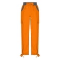 thumbnail image 4 of Full-Length High Waisted Cargo Pants for Women Orange Leisure Splicing Weekend Solid Color Tie Multi Pocket Trousers Outdoor Casual Sports Overalls Loose Sweat L, 4 of 5