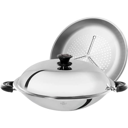 BUFFALO Stainless Steel Wok (Round Bottom Wok, 40cm)