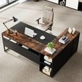 thumbnail image 4 of Tribesigns 71 inch L Shaped Executive Desk with Cabinet Storage, Rustic Brown Business Furniture Desk Workstation with Shelves for Home Office, 4 of 8