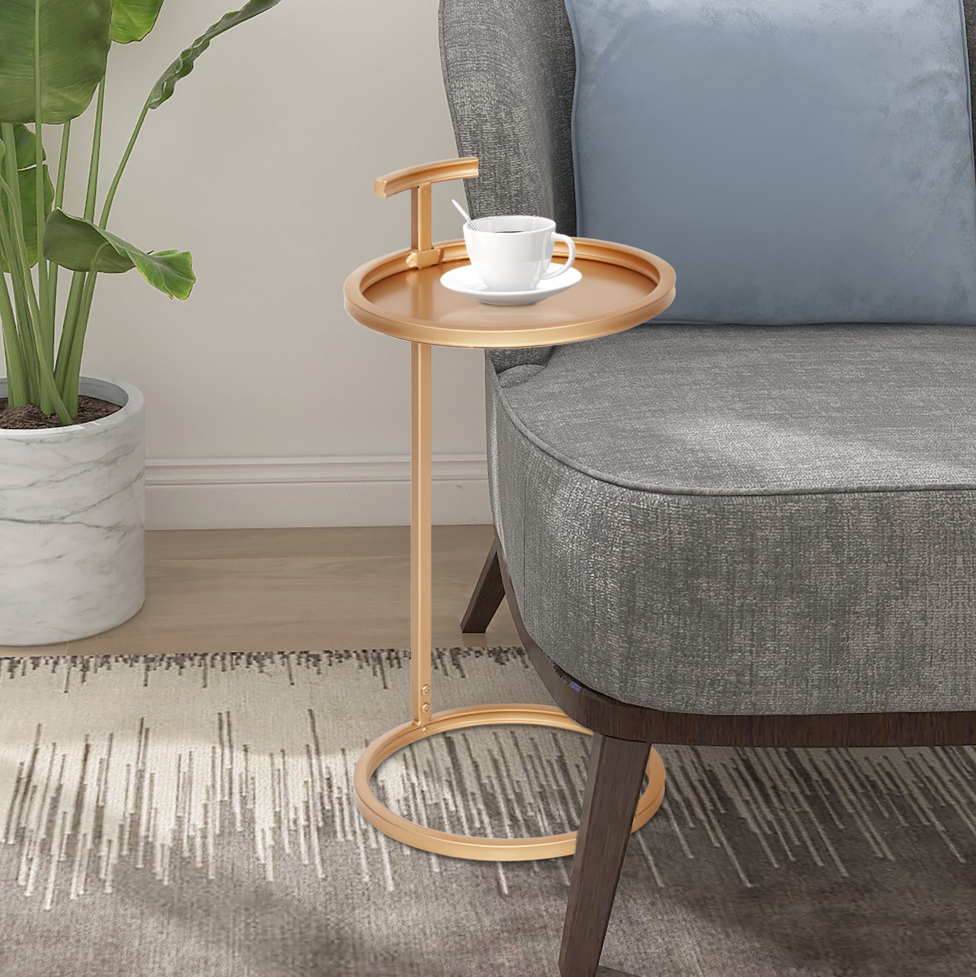 Abble Dia 12"  Round Soft Gold Metal C Table