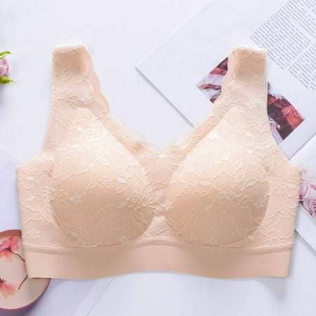 

HWRETIE Women Bras Clearance Plus Size Women s Seamless Lace Latex Sports Bra Comfortable Breathable Base Top Underwear Rollbacks Beige 8(L)