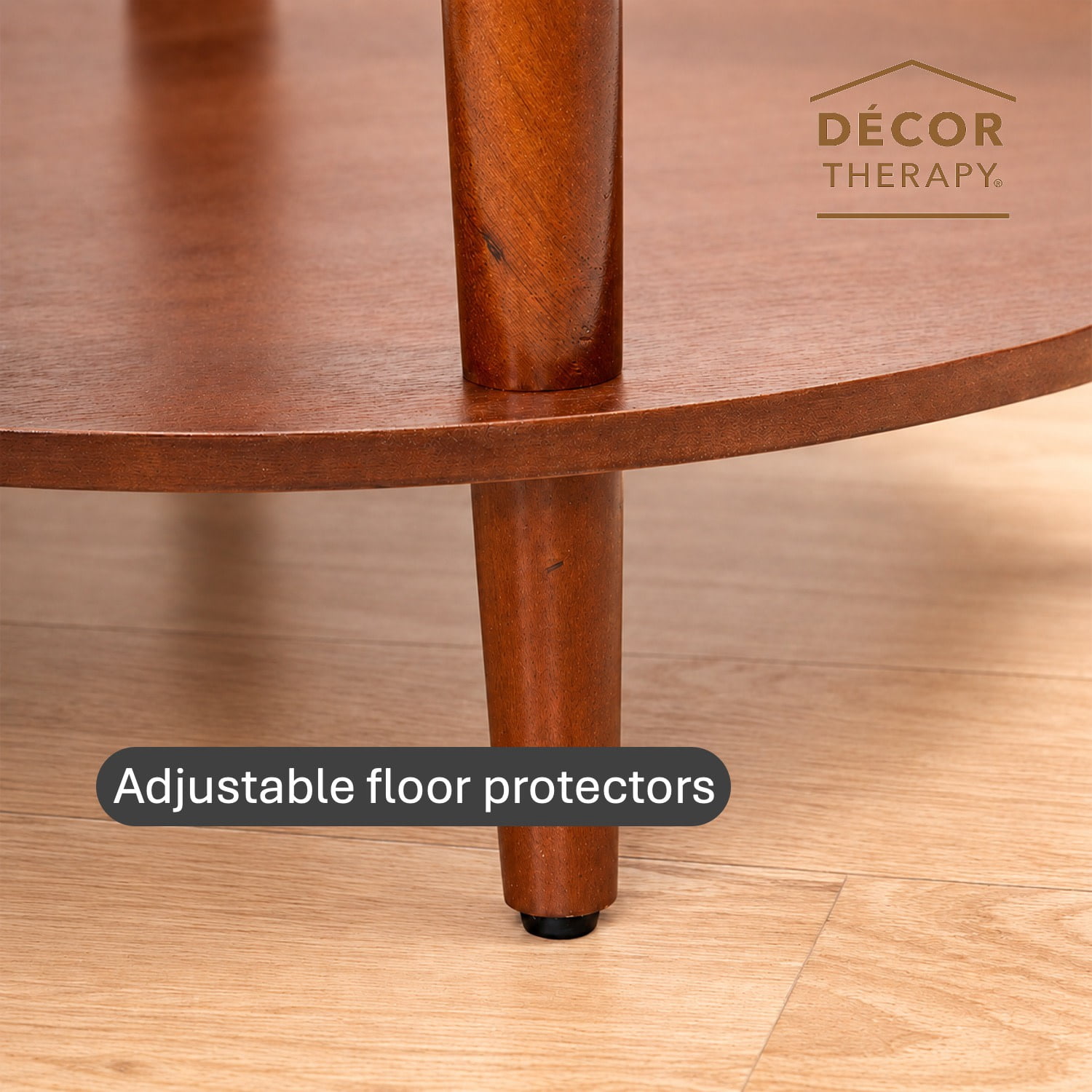 Decor Therapy Stafford Round Side Table, Two-Tier Modern End Table with Spindle Legs, Easy Assembly, Cherry