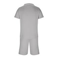 thumbnail image 5 of VBTAPA Mens Beach Outfits 2 Piece Sets Solid Textured Cuban Shirt and Shorts Set Summer Casual Lounge Sets Yoga Tracksuit Set Prime Sale Gray XXL, 5 of 7