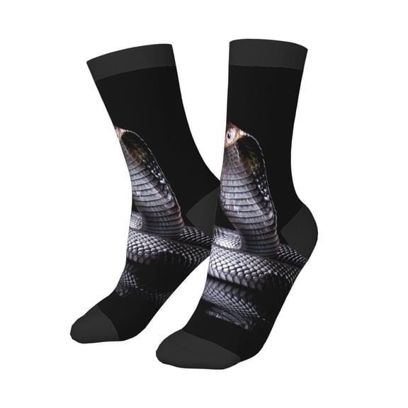 Kids Girls Boys Socks - Black Cobra Snake Comfort Breathable Crew Socks for Boys Girls Kids, Soft Athletic Running Socks for Boys Socks 6-10 Years Old