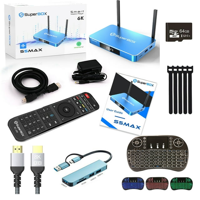 Superbox S6 Max Smart,2025 Fully Loaded, 4GB RAM+64GB ROM, TV Box with Voice Remote, 2T2R Dual Band Wifi,6K Hd