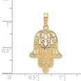 thumbnail image 2 of Pendentif Collier Hamsa en Filigrane en Or Jaune 14k Religieux Judaïque, 2 of 6