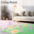 thumbnail image 2 of ODIKA 3'x5' Machine Washable Non-Slip Area Rug, Dreamscape Meadow with Floating Insect and Wildflower High Traffic Rug, Pink, 707531, 2 of 7