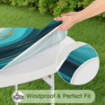 thumbnail image 5 of Teal Marble Gold Wave Pattern Round Fitted Tablecloth with Elastic Edge,Dining Table Cover Waterproof,Outdoor Round Tablecloth for Camping,Dining,Indoor and Outdoor, 5 of 7
