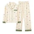 thumbnail image 2 of Fiudx Pijama de Estar Por Casa, Cómodo Cárdigan de Manga Larga, Elegante Pantalón con Relleno En El Pecho, Suave Tejido de Algodón, Ideal para Dormir o Ropa Informal, Colección Primavera-Verano para, 2 of 6