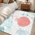 thumbnail image 5 of Teal Red Coastal Nautical Large Area Rugs for Bedroom Living Room, Non Slip Carpet Bedside Rug, Beach Sea Turtle Ocean Coral Starfish Rectangular Floor Cover Kitchen Accent Rug 3'x5' for Office, 5 of 9