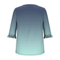 thumbnail image 6 of GERsome Short Sleeve T-Shirts for Women Trendy 3/4 Ruffle Sleeve Crew Neck Loose Fit Shirts Gradient Print Summer Casual Tunic Tops, Sizes S-3XL, 6 of 7