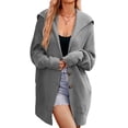 thumbnail image 5 of Women'S Solid Color Long-Sleeved Lapel Pocket Cardigan Three-Button Mid-Length Sweater Coat Grey S, 5 of 10
