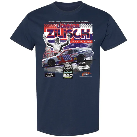 Reprint Rare Rare! Connor Zilisch Race Win T Shirt S-5XL Cotton Navy Shirt AG617