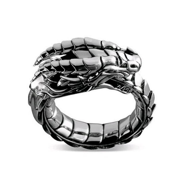 Anillo de dragón para hombre, anillo de cabeza de dragón gótico, anillo de dragón de piedra punk, joyería de animales de dragón de rock retro de hip hop para niños