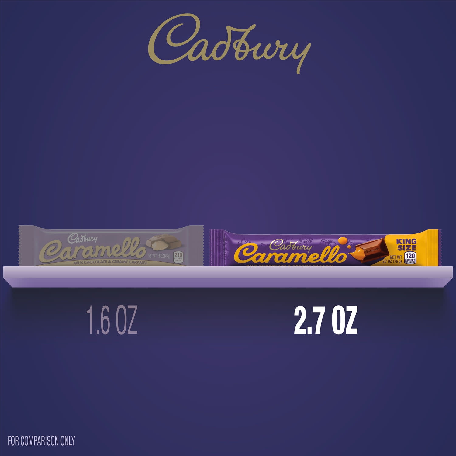 (6 pack) Cadbury Caramello Milk Chocolate Caramel King Size Candy, Bar 2.7 oz