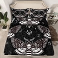thumbnail image 2 of Homewish Gothic Skeleton Moth Full Size Sheets, Rustic Butterfly Animal Bed Sheets, Bohemian Damask Flower Sheet Sets, Luxury Bedroom Decor, 4 Pieces, 2 of 7