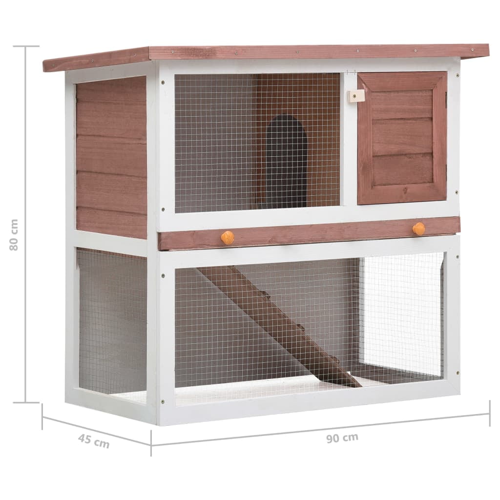 vidaXL Rabbit Hutch Bunny Cage House with Pull Out Tray Ramp Solid Pine Wood