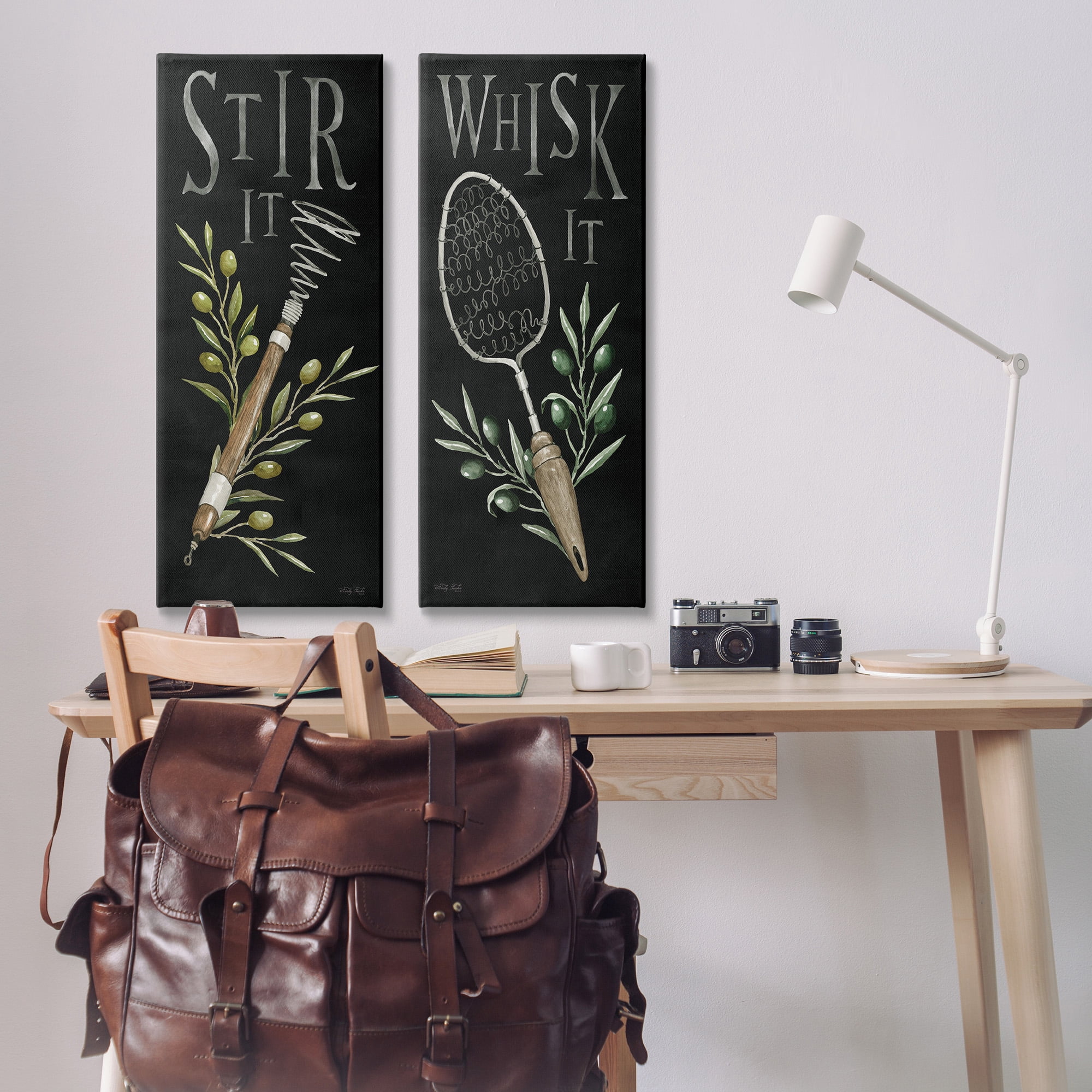 Stupell Industries Vintage Kitchen Phrases Botanical & Floral Painting Gallery Wrapped Canvas Art Print Wall Art, 13 x 30, Set of 2