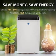 مكيف هواء محمول Whynter NEX Inverter بخرطوم مزدوج للتبريد مع شبكة Wi-Fi ذكية ومزيل للرطوبة ومروحة، كفاءة ARC-1230WN بمساحة 600 قدم مربع