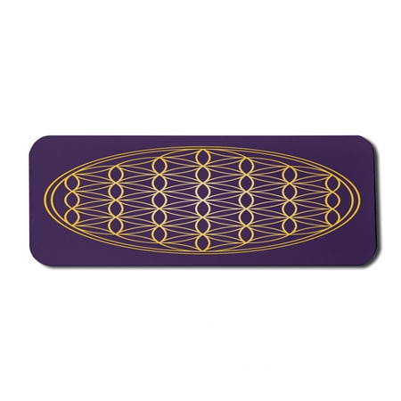 Abstract Computer Mouse Pad  Geometric Curved Rounds Shape Overlapping Circles Image  Rectangle Non-Slip Rubber Mousepad Large  31  x 12  Gaming Size  Dark Purple Earth Yellow  by Ambesonne
