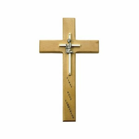 10 Inch Personalized First Communion Boy Maple Wood and Brass Wall Cross | First Holy Communion Gift | Catholic Sacramental