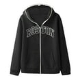 thumbnail image 4 of XIAOCHA Men's Boston City Print Full Zip Hoodie Oversized Long Sleeve Hooded Sweatshirt With Contrast Zipper Retro Casual Hoodies, 4 of 5