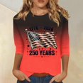 thumbnail image 2 of Fabrcox S-5XL 250 Th Anniversary of USA Shirt 1776-2026 Flag Print Gradient 3/4 Length Sleeve Womens Tops Celebration Freedom Patriotic 4th of July Shirt for Women Red L, 2 of 6