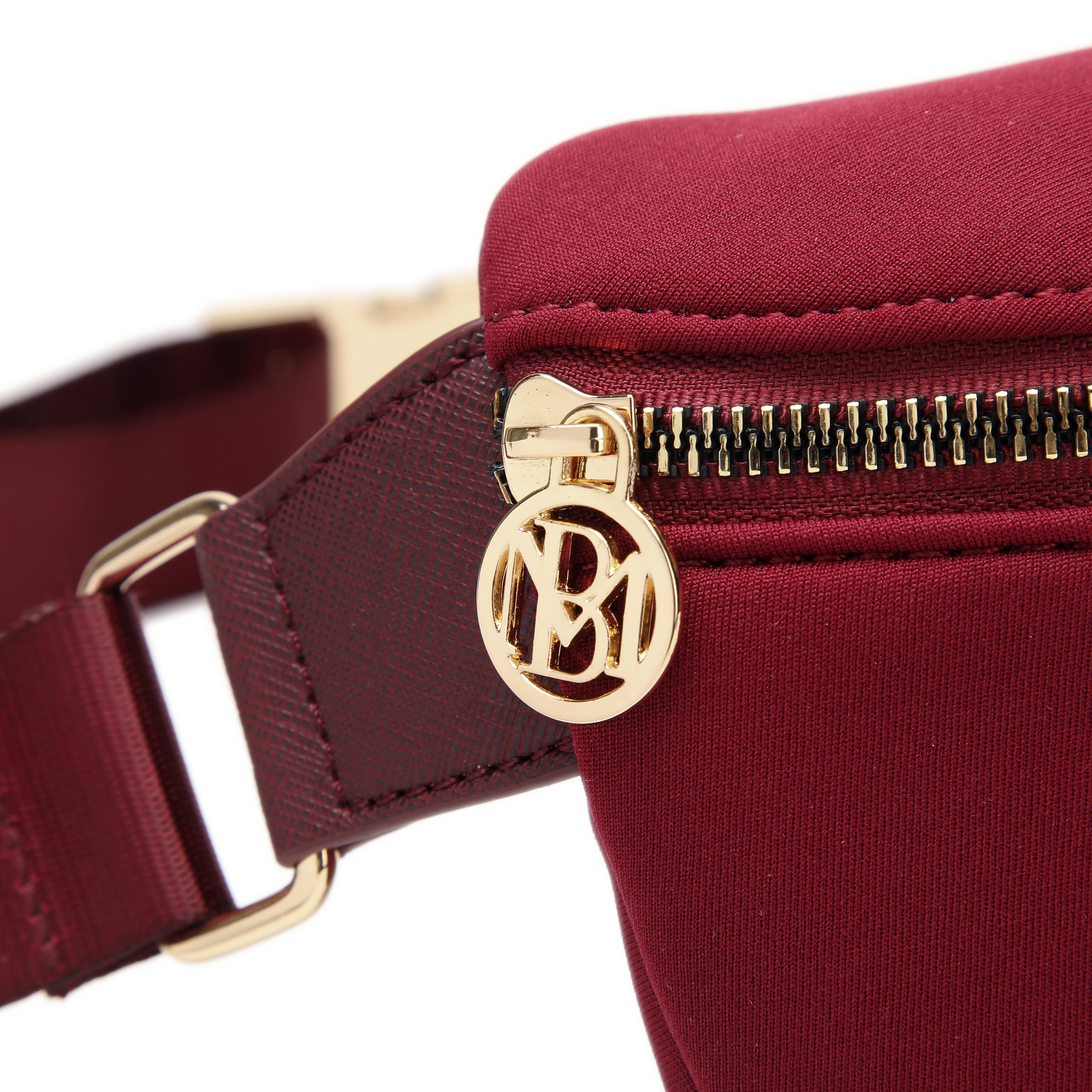 BADGLEY MISCHKA Sage Scuba and Vegan Leather Belt Bag (Burgundy)