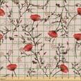 thumbnail image 2 of Ambesonne Floral Fabric by the Yard Upholstery, Farmhouse Poppy Flowers Art, 1 Yard, Dark Pink Blush Cocoa, 2 of 5